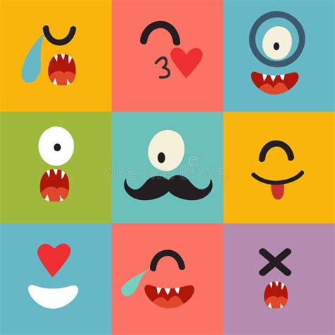 Modelo Del Vector De Los Emoticons Iconos Del Cuadrado De Emoji