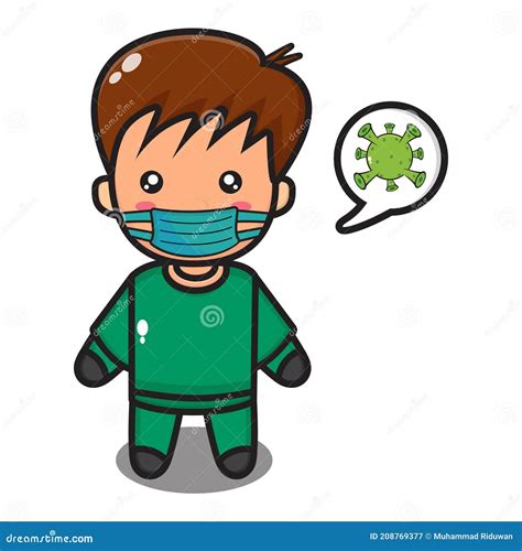 Mascot Cute Boy Wearing Mask Stock Vector Illustration Of Pose Young