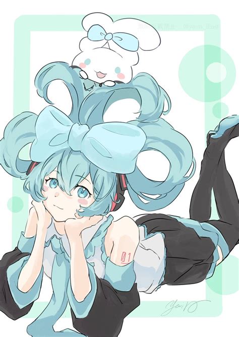 初音ミク「初音ミクシナモンミクちゃんがtlにいっぱいで衝動描き〜꒳` 」矢色skeb募集中のイラスト