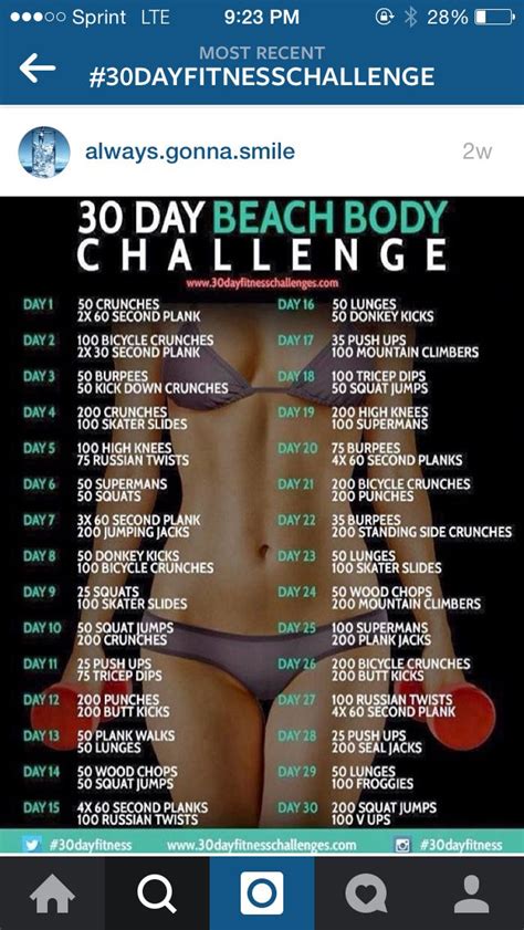 30 Day Fitness Bikini Body Workout Beach Body Challenge Body