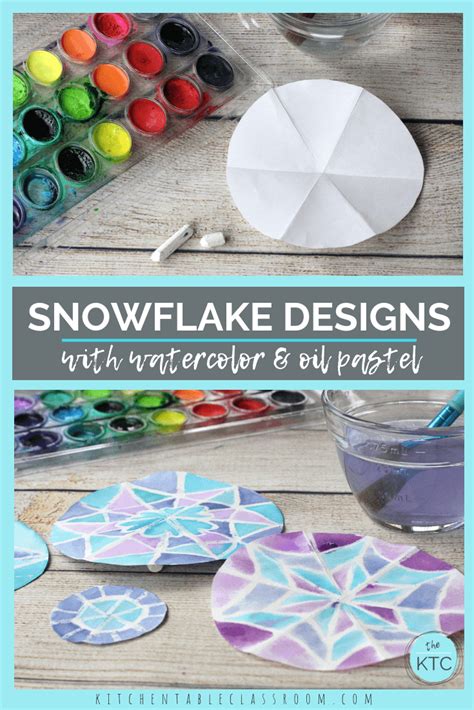 Snowflake Designs In Oil Pastel And Watercolor Resist The Kitchen