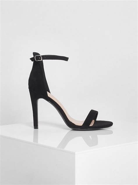 Stiletto Barely There Two Part Heels Black Boohoo