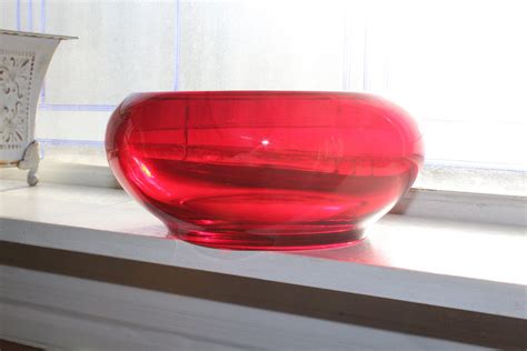 Large Vintage Ruby Red Art Glass Bowl