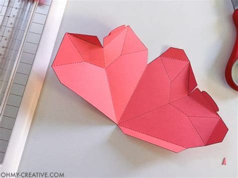 How To Make A 3d Paper Heart Box Heart Box Template Geometric Heart