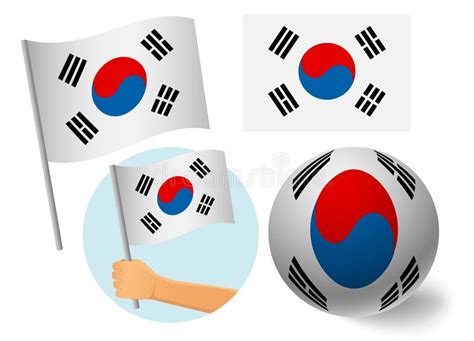 South Korea Flag Icon Set Stock Illustration Illustration Of Icon