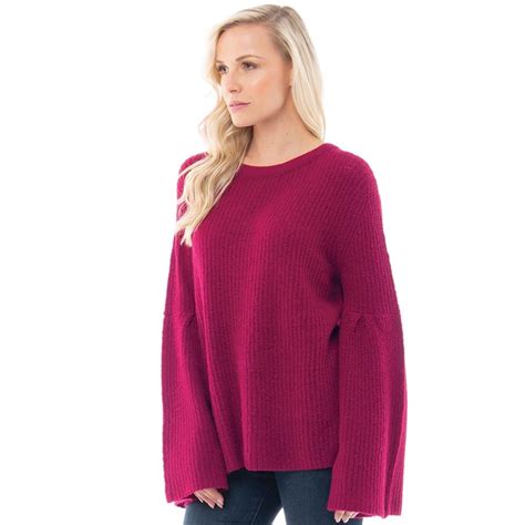 Buy Onfire Womens Wide Sleeve Crew Neck Sweater Deep Berry