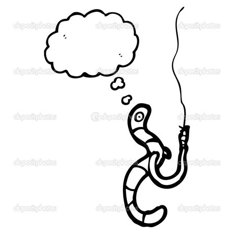 Cartoon Worm On Hook Cartoon Stock Vector Image By ©lineartestpilot