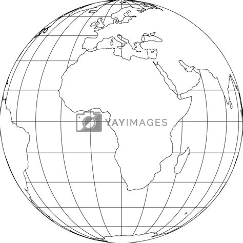 Outline Earth Globe With Map Of World Focused On Africa Vector