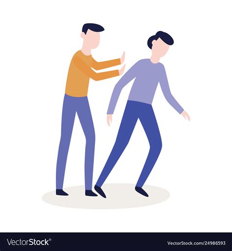Unsuspecting Person Being Pushed A Bully Vector Image