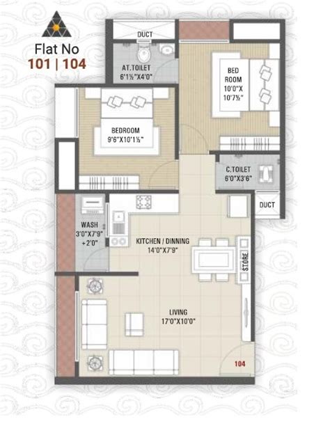 Affordable 2 Bhk Apartment Plan
