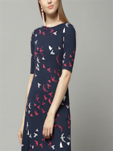 Buy Marks And Spencer Women Navy Blue Printed A Line Dress Dresses For