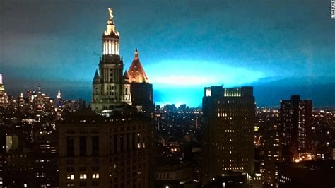 A Transformer Explosion Turned The New York City Skyline Blue Rpics