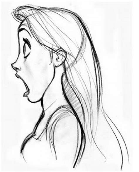 Side View Surprise Female Face Drawing Face Drawing Side Face Drawing