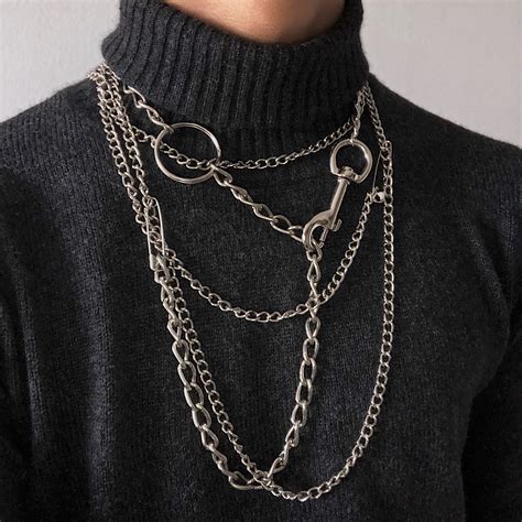 Chains In 2021 Chain Necklace Outfit Grunge Jewelry Chain