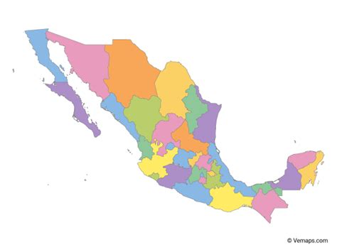 Detailed Mexico Map With States - Lalocades png image