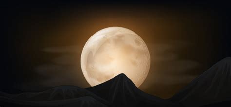 A Full Moon In Dark Night Premium Vector
