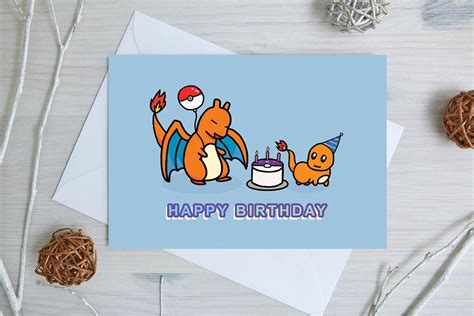 Pokemon Birthday Card Happy Birthday Cute Etsy