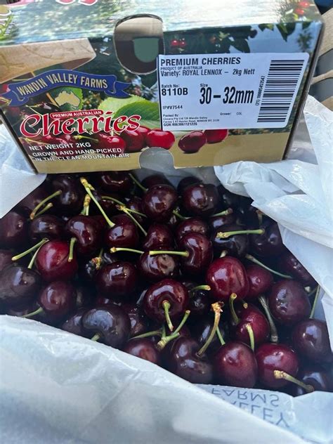 Wandin Valley Farms Cherries 30 32mm 2kgbox Export Grade Pure Sweet