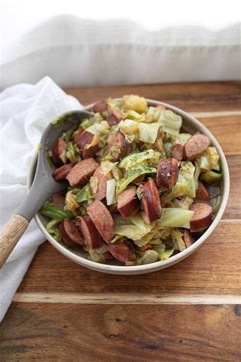 Ingredients1 medium sized cabbage1 tbsp ghee for seasoning 1 tsp ginger powder2 tbsp finely chopped garlicsalt to taste1 and half tsp pepper powdera pinch. Instant Pot Kielbasa and Cabbage - Yellow Glass Dish ...