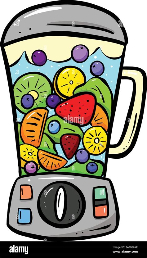 Fresh Fruit Blender Juicer Machine Appliance Cartoon Illustration Stock