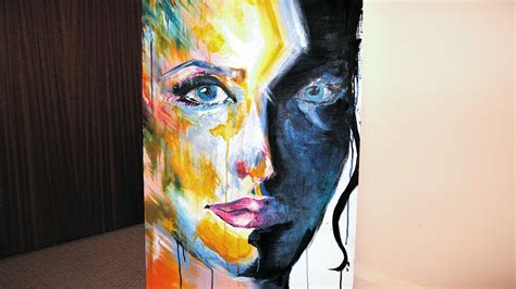 Colourful Face Abstract Portrait Acrylic Painting Youtube