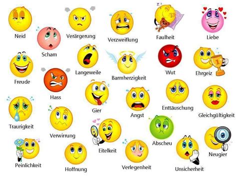 Seither entwickelten sich emoticons neben lächelnden gesichtern fröhlich weiter. Gefühle - German for all Deutsch für alle