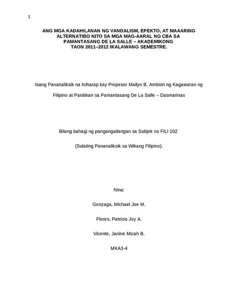 Halimbawa Ng Proposal Sa Pananaliksik Pananaliksik Halimbawa Ng