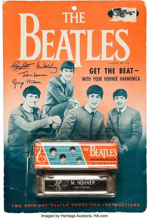 Beatles Harmonica Vintage Display Music Memorabilia Memorabilia