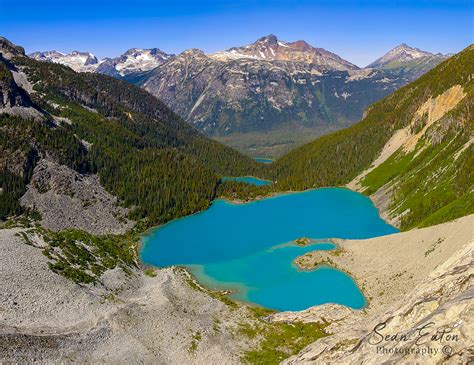 A Panorama Above The Three Turquoise Joffre Lakes In British Columbia