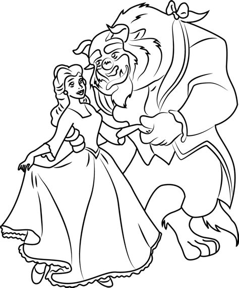Belle And Beast Coloring Page Beast Beauty Coloring Belle Pages Disney