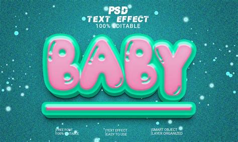 Archivo Psd De Efectos De Texto 3d Para Bebés Archivo Psd Premium