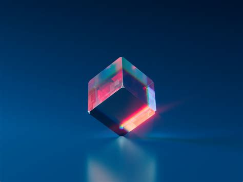 Desktop Wallpaper Crystal Blue Cube Shine Minimal Art