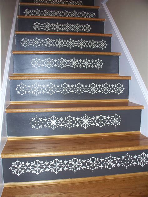 Stenciling On Stairs Stairs House Stairs Wallpaper Stairs