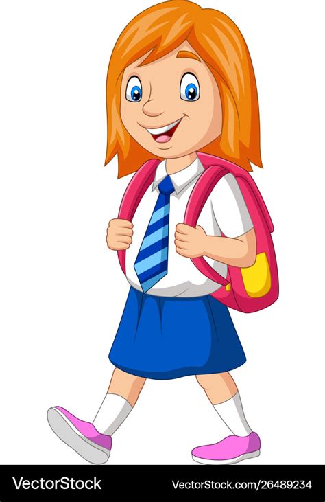 Cartoon Happy School Girl In Uniform Royalty Free Vector