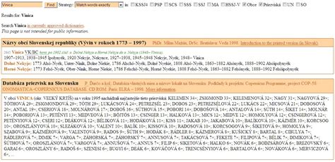 Slovak Surname And Place Search
