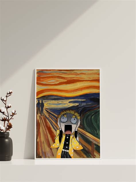 Zenitsu Scream Painting Poster Anime Canvas Wall Art Edvard Munch