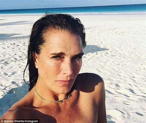 Brooke Shields 51 Flaunts Athletic Body In Red Swimsuit Daily Mail