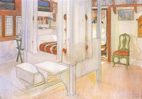 My Bedroom Watercolor Carl Larsson Malmo Sweden Oil Painting