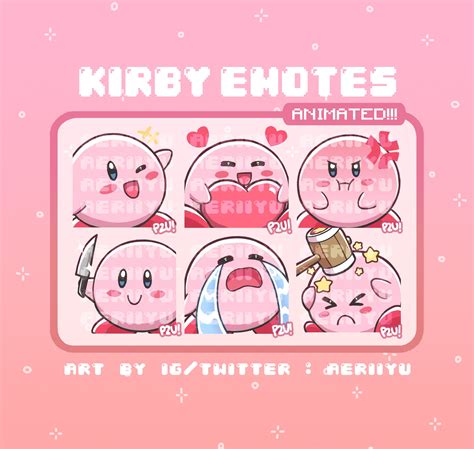 Animated Kirby Emotes For Twitch And Discord Etsy Uk
