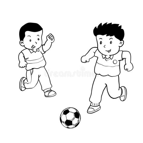 Boys Playing Soccer Vector Illustration Stock Vector Illustration Of