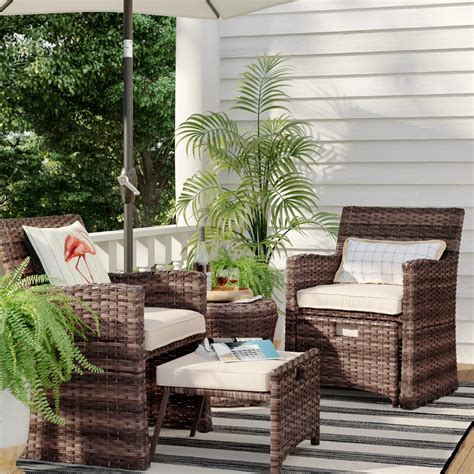 Halsted Wicker Small Space Patio Furniture Set Best Wicker Outdoor