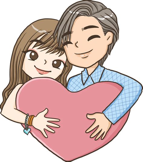 Love Young Couple Heart Vector Cartoon Clipart 4717475 Vector Art At