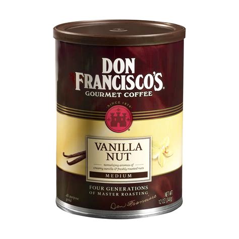 Don francisco's hawaiian hazelnut flavored ground coffee, 100% arabica (3 x 12 ounce cans). Don Francisco's Vanilla Nut Flavored Medium Roast Ground Coffee - 12oz