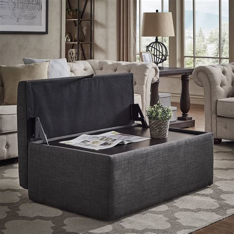 Landen Lift Top Upholstered Storage Ottoman Coffee Table Storage