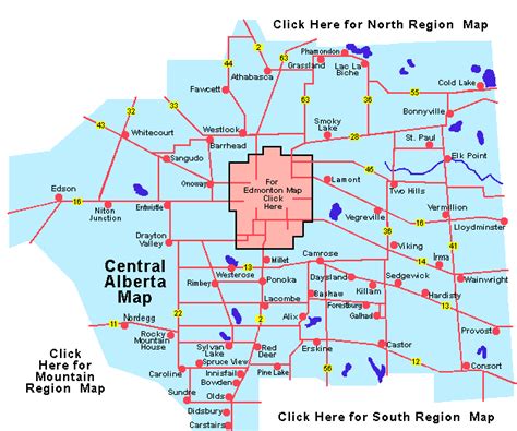 Map Of Central Alberta Canada
