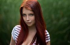redhead hair red cleavage wallpaper eyes model women girl blue long face portrait color fashion green photography piercing blond hairstyle