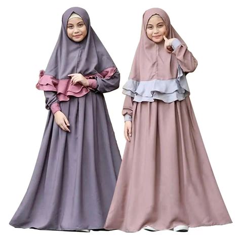 2pcs Muslim Children Girls Outfits Arab Long Dresshijab Islamic Abaya