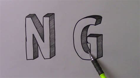 Kolay 3 Boyutlu N Ve G Harf Çizimi Easy 3d N And G Letter Drawing