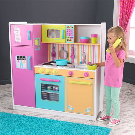 Kidkraft Wooden Deluxe Big And Bright Kitchen With 4 Piece Accessory