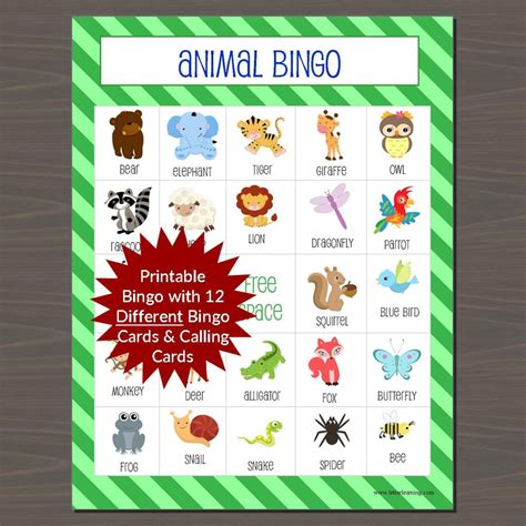 Animal Bingo Game Printable Animal Bingo With Calling Cards Etsy